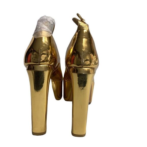 EGO Women’s Gold‎ Platform Ankle Strap Heel Shoes Size 10 - Picture 2 of 10